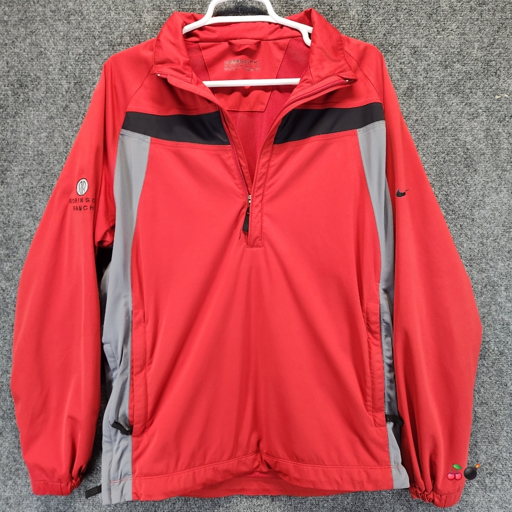 Nike Golf Jacket Mens Small Storm Fit Red Full-Zip Long Sleeve Rain Golf    Coat